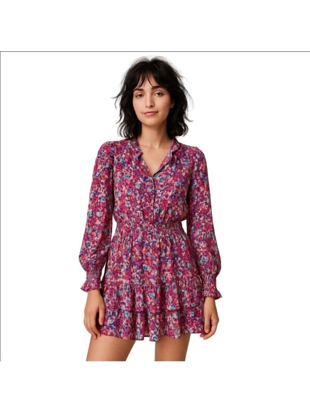 Dokotoo Long Sleeve Floral Empire Waist Flare Dress Size M